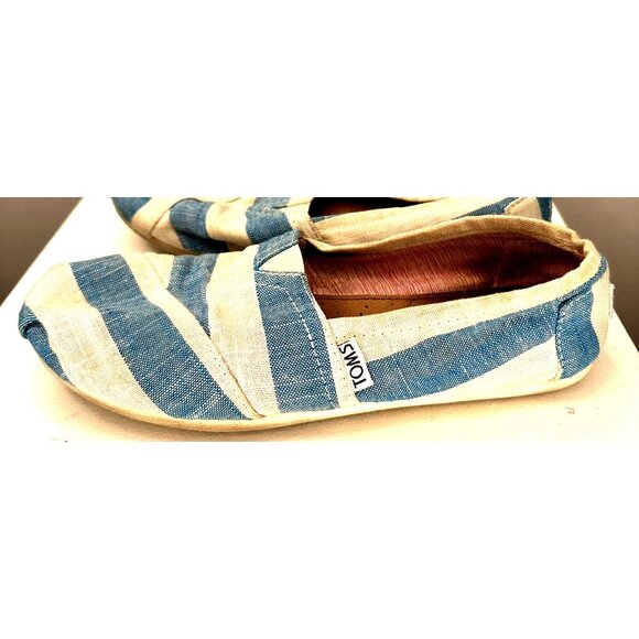 TOMS Womens Shoes Alpargata Original Canvas Classics Blue/White Striped Size 8 - Picture 5 of 12